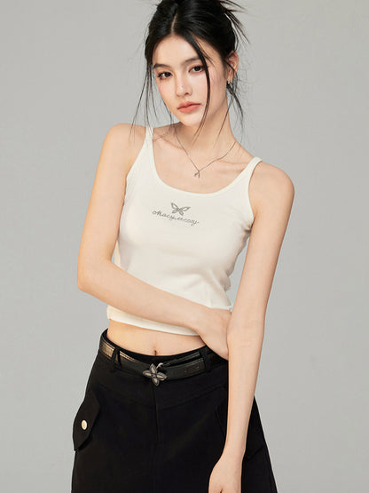 Sparkling Diamond Fine Strap Versatile Tank Top