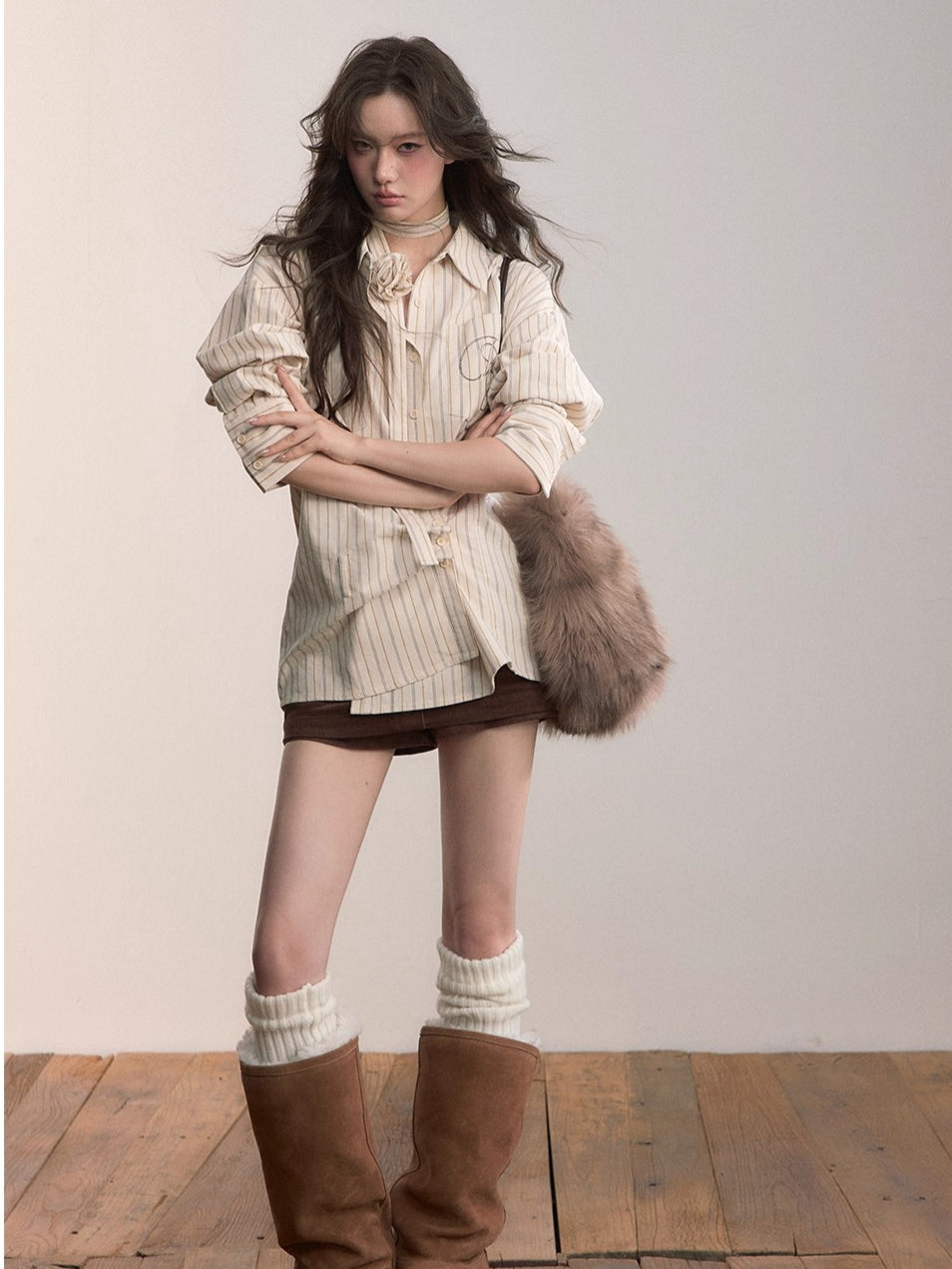 Two-Way Striped Cotton Shirt