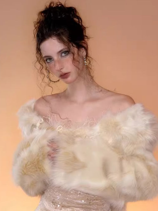 Bodycon Dress &amp; Vintage Faux Mink Fur Set