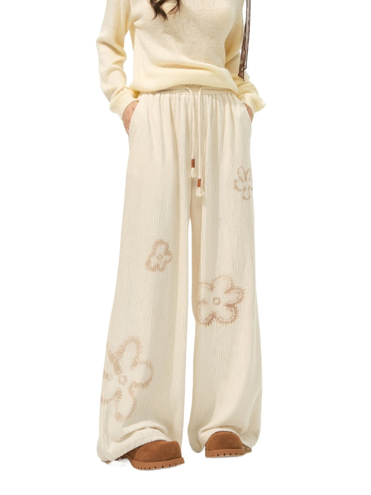 Floral Pleated Drawstring Pants - CHINASQUAD