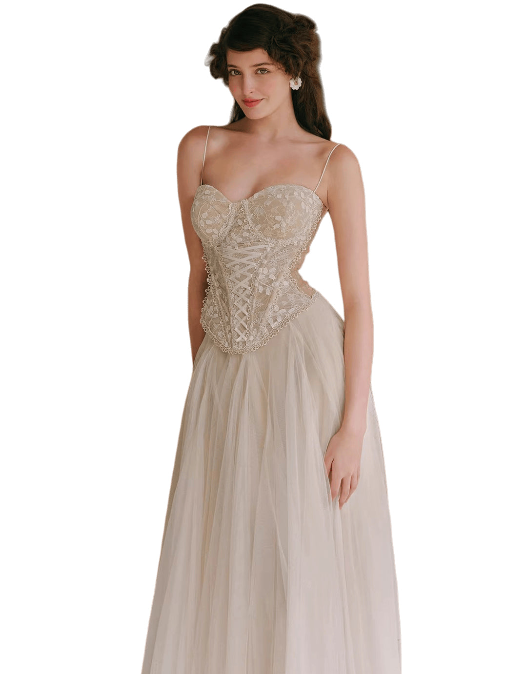 Vintage Lace Mesh Corset Top &amp; Fairy Skirt Set