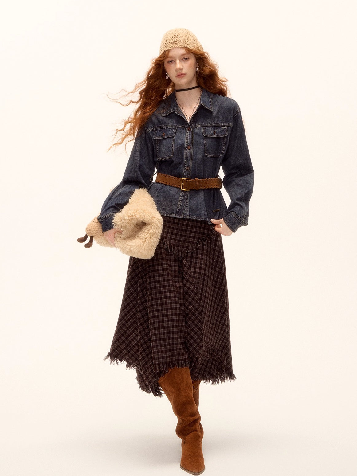 Vintage Washed Denim Belted Shirt