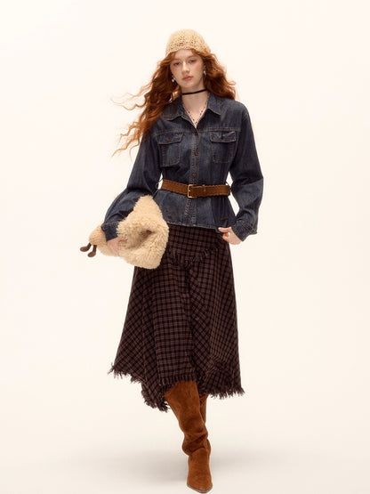 Vintage Washed Denim Belted Shirt