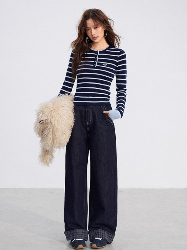 Contrast Striped Wool-Blend Knit Turtleneck