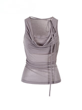 Fake Two-piece Spliced Lace Swing-neck Tank Top - CHINASQUAD
