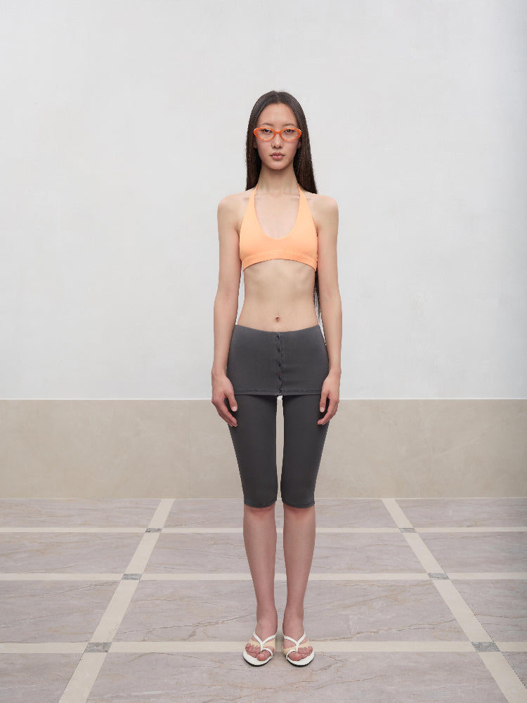 Layered Color Blocking U-Neck Halter Vest