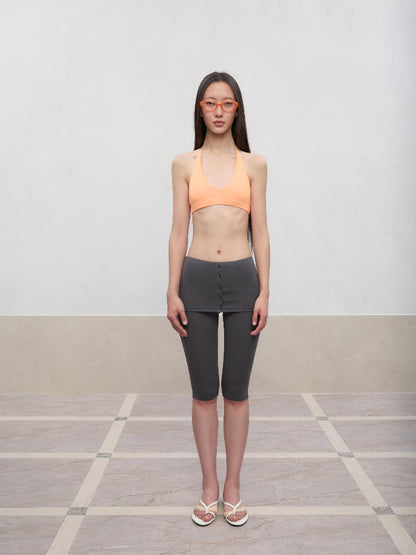 Layered Color Blocking U-Neck Halter Vest