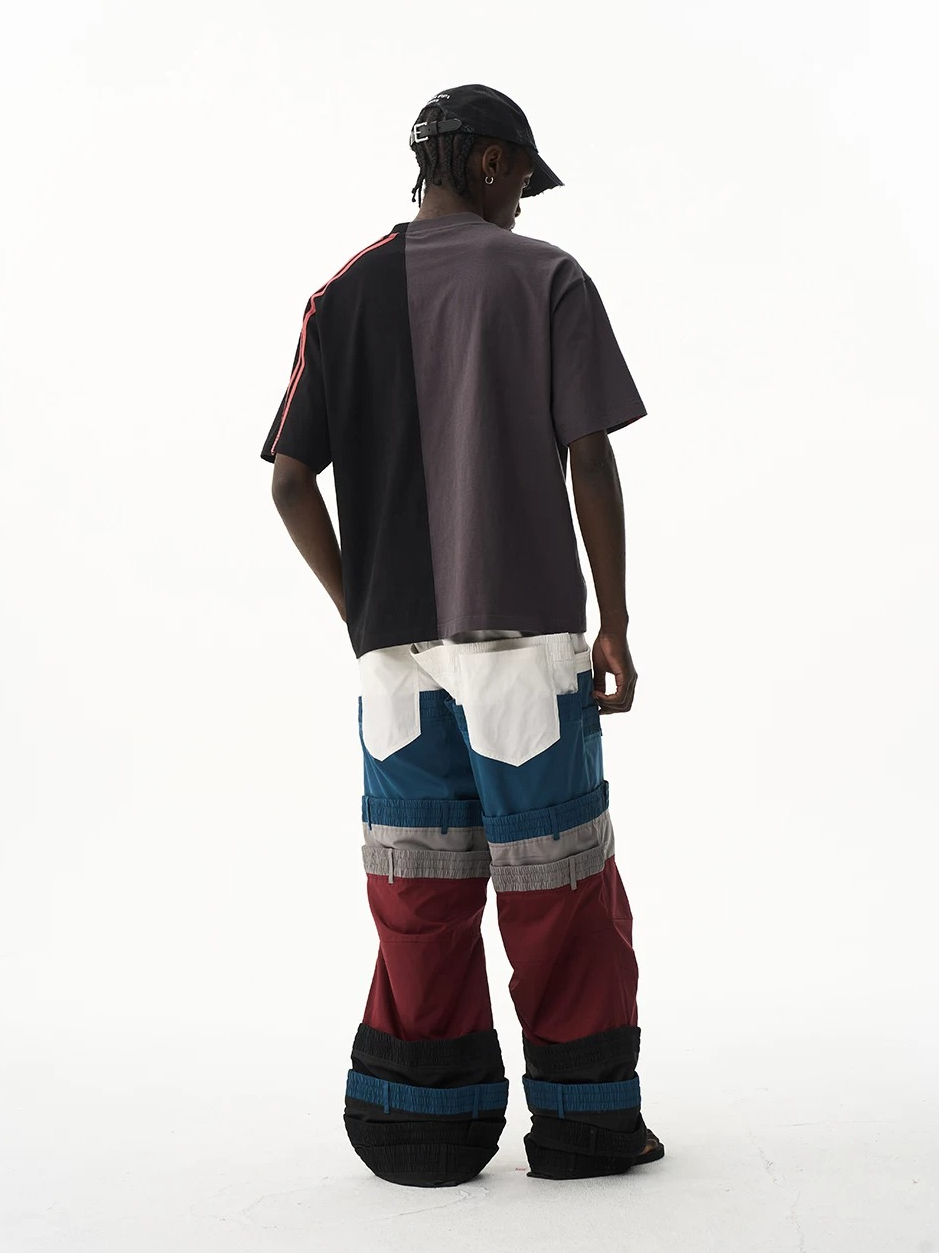 Contrast Panel Tape Embroidered T-Shirt