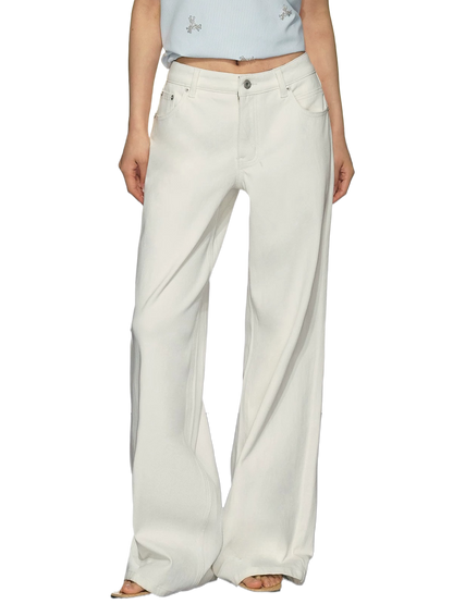 Zebra-Detail Straight Wide-Leg Jeans