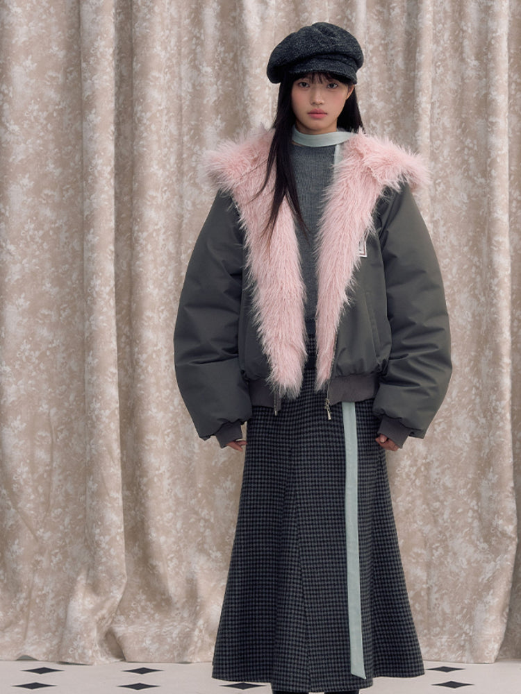 Eco-friendly Fur Splicing One-piece Coat