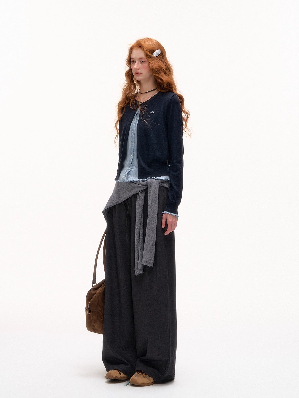 Contrast Layered-Effect Knit Cardigan