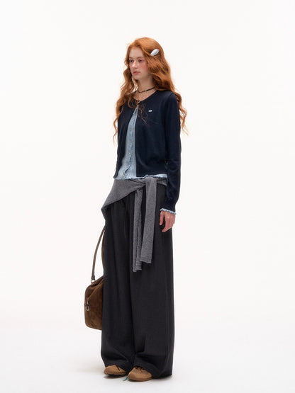 Contrast Layered-Effect Knit Cardigan
