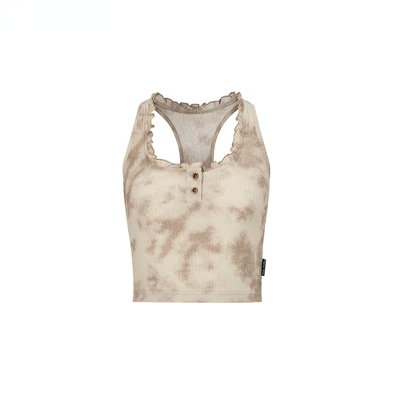 Coffee &amp; Khaki Lace Patchwork Ombre Vest