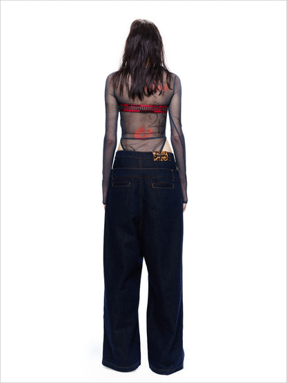 Lace-Trim Printed Base Layer
