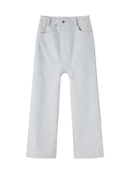 Gray Twill Low-Crotch Straight Leg Suit Pants