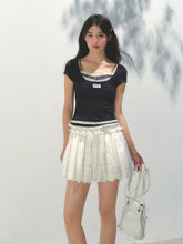 Two-piece Spliced Hem Lace Short-sleeve T-shirt - CHINASQUAD