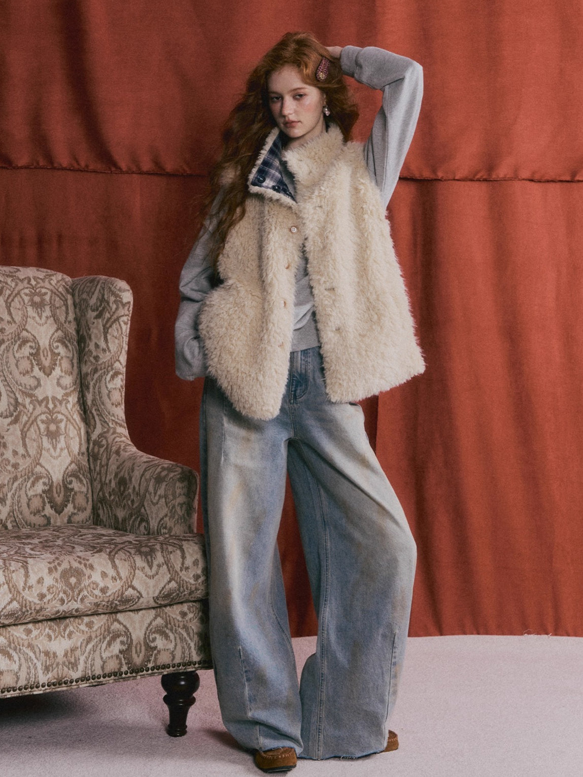 Reversible Plaid Fleece Button-Up Vest