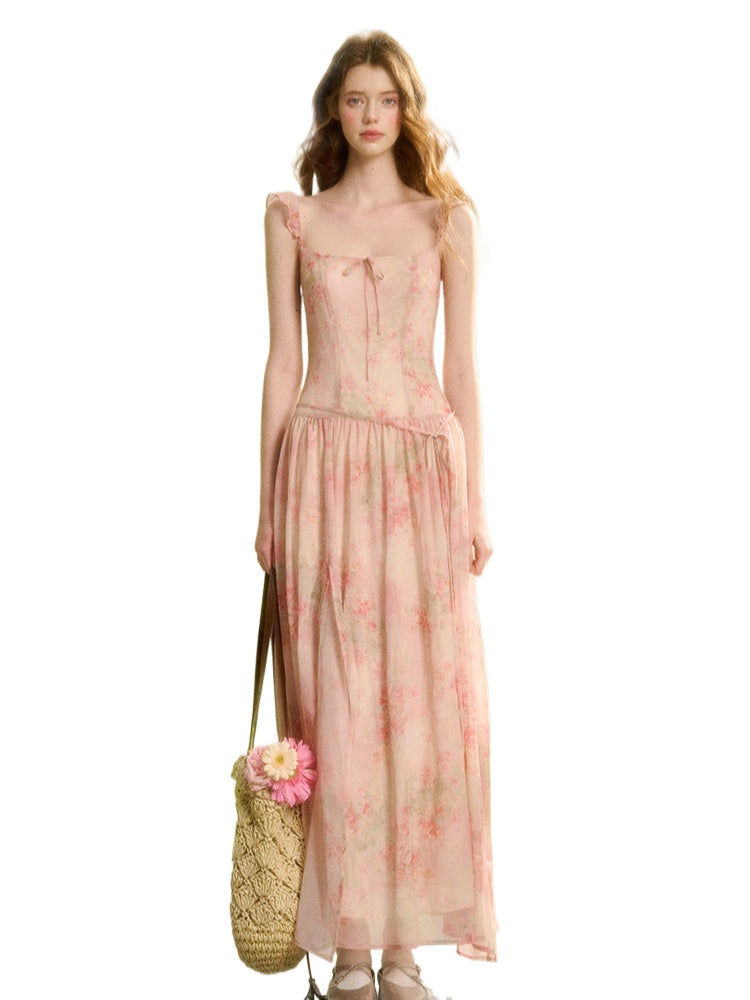 floral vacation dresses PRETTYGARDEN Women Boho Maxi Short Sleeve V Neck Smocke Womens Casual Fashion Cake Lace Skirt Short Sleeved Round Neck Dress Features Abomasnow Women's Summer Maxi Dresses