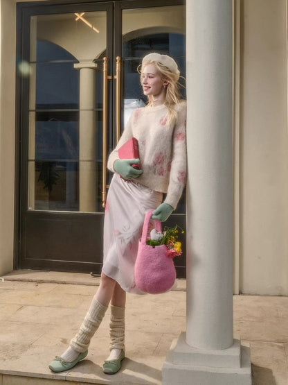 Wool-Blend Knit Top &amp; Skirt Set