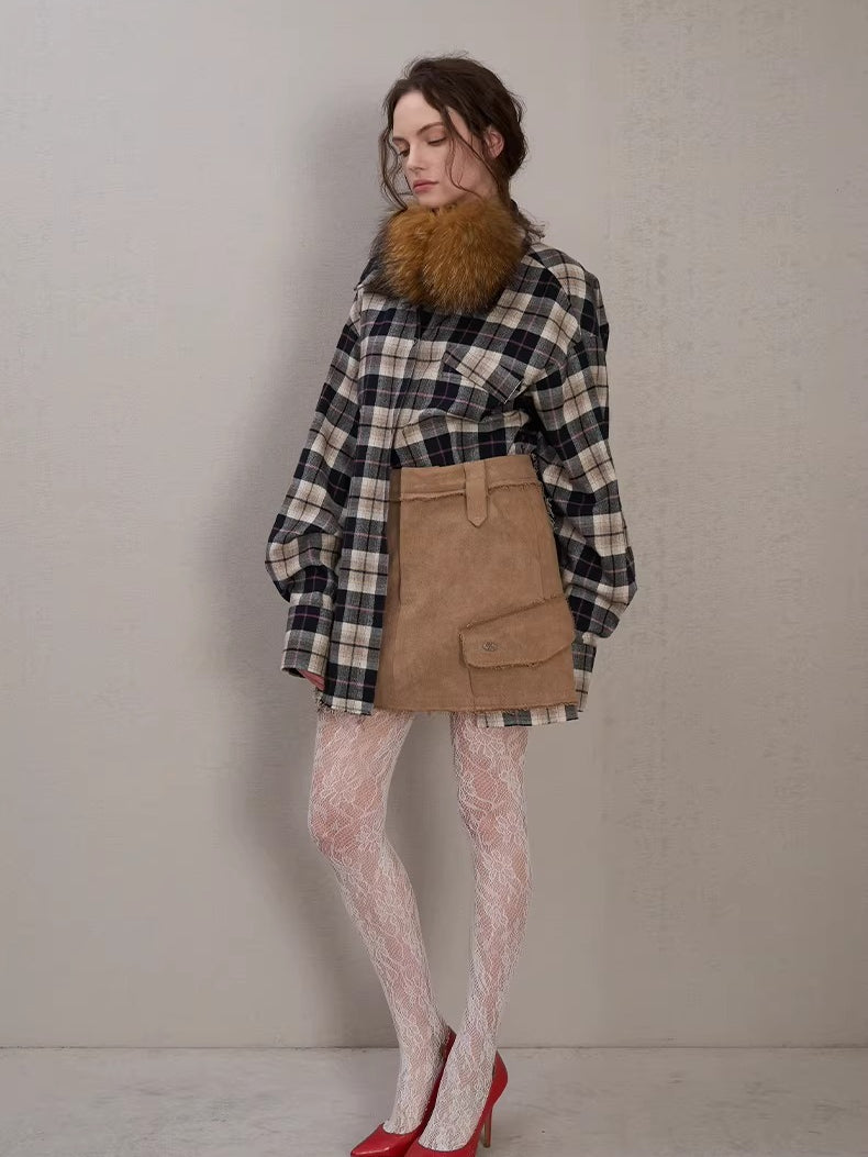 Plaid Oversized Long-Sleeve Shirt