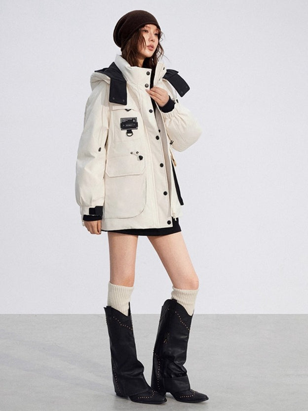 Colorblock Down Parka Jacket