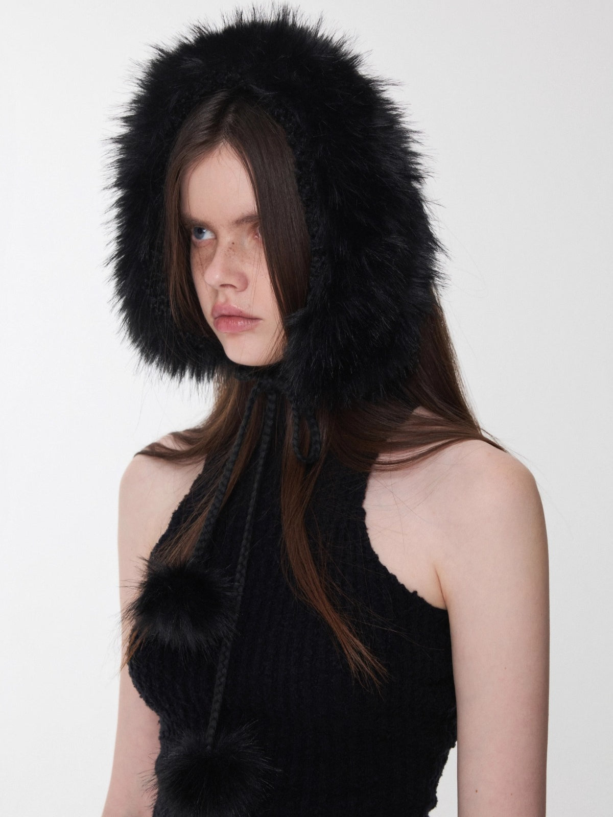 Reversible Faux Fur Pom-Pom Ear Muff Collar