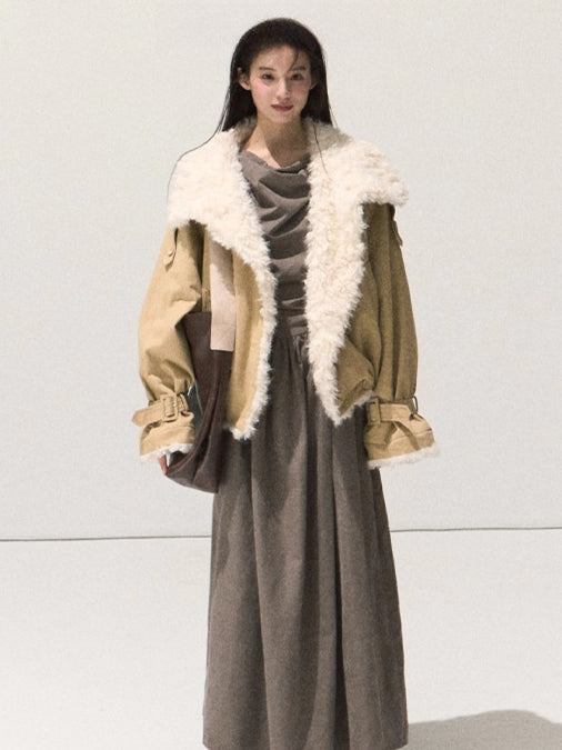 Double-Breasted Short Trench Jacket