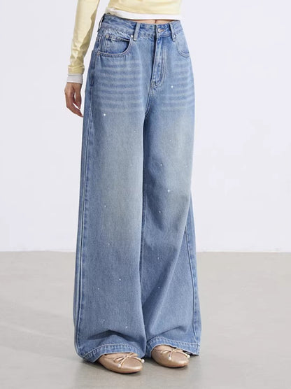 Heart Stud Wide-Leg Jeans