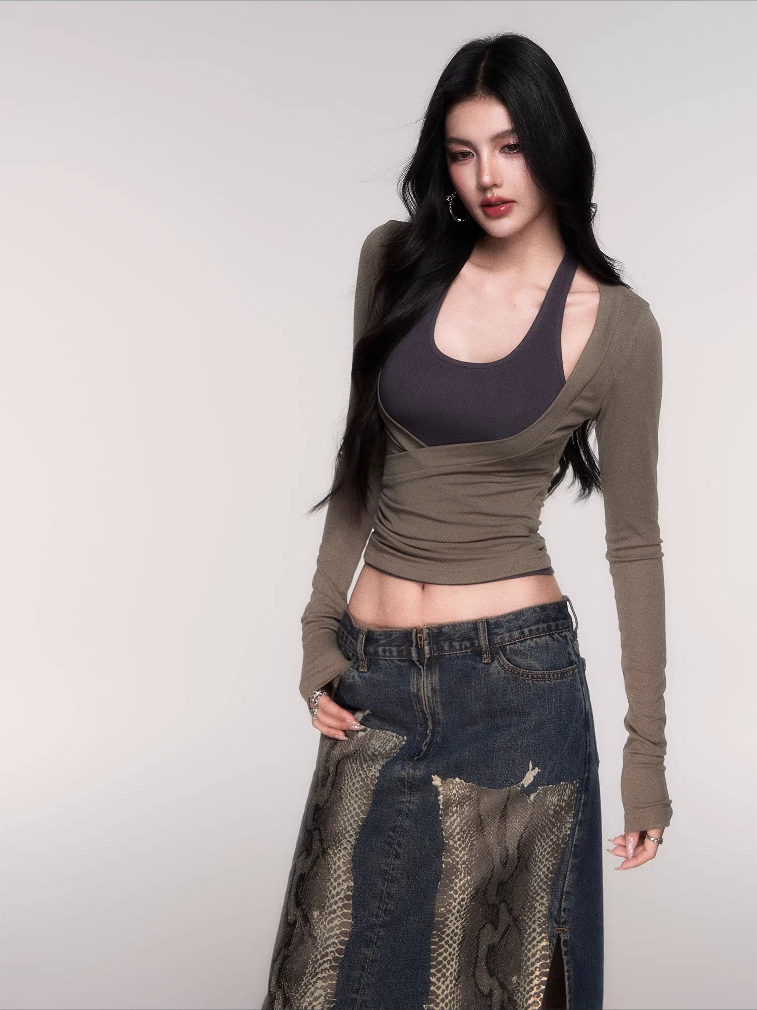 Layered Long-Sleeve Slim-Fit T-Shirt Set