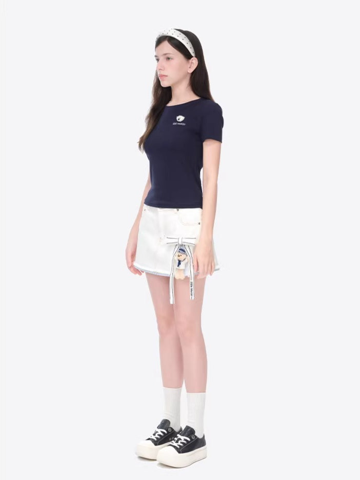 Mini Bear Fitted Cropped Tee