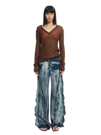 Alpaca Irregular Thin Long-sleeve Blouse - CHINASQUAD