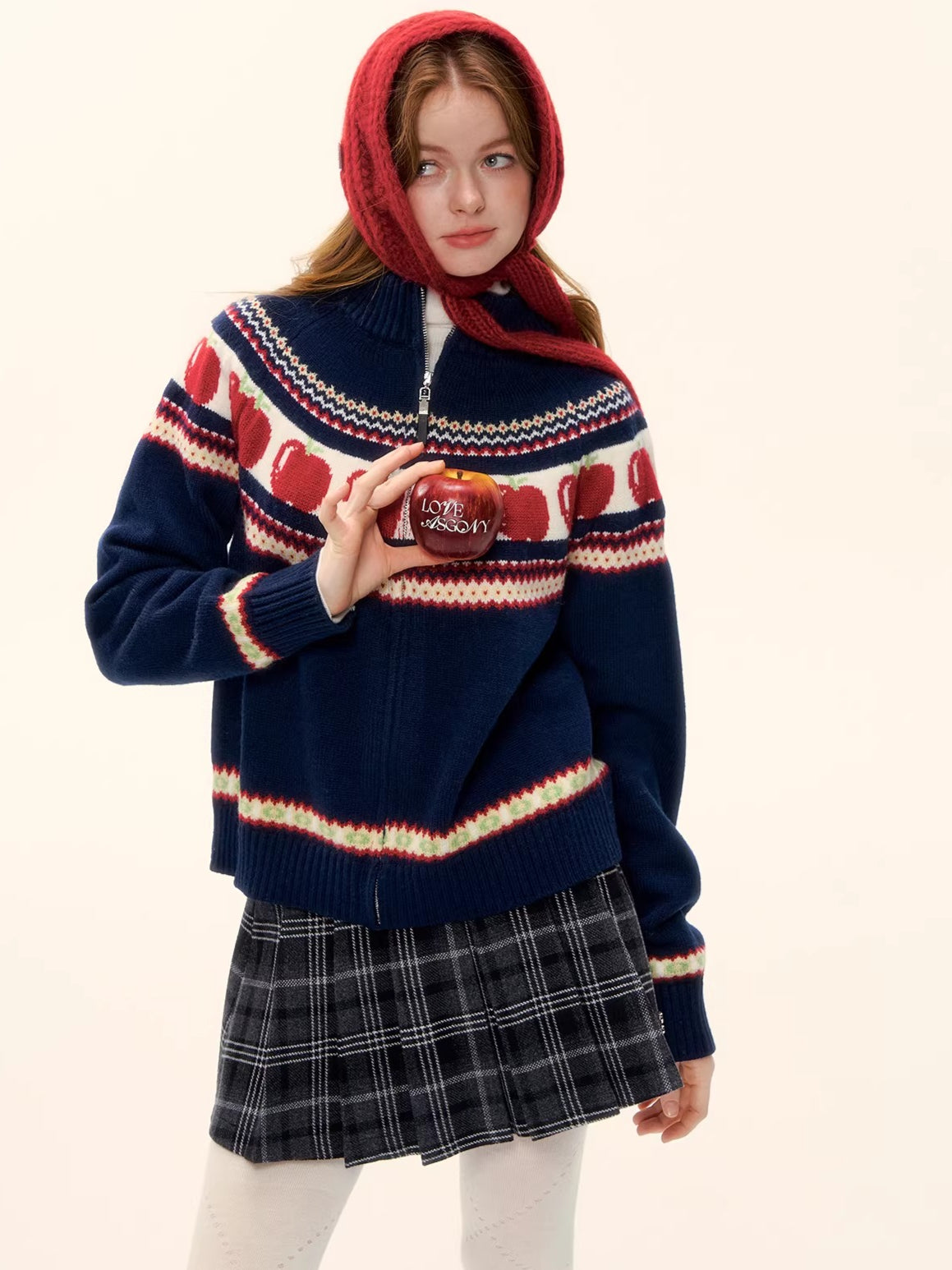 Zip-Up Wool-Blend Knit Cardigan