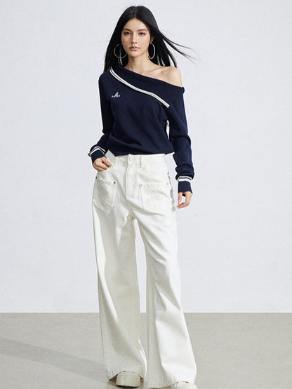 Off-Shoulder Merino Wool Blend Knit Base Layer