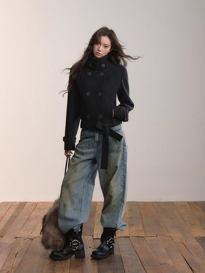 Convertible Wool-Blend Detachable Coat