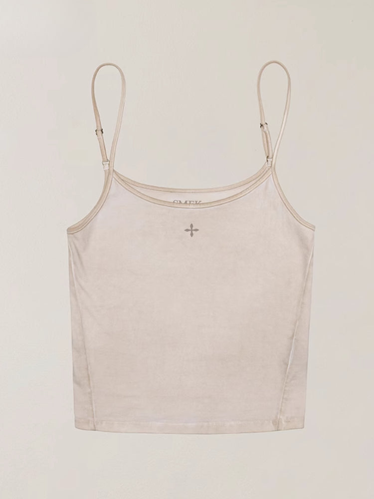 Vintage Storm Fade Dye Long Camisole Wild Horse Brown