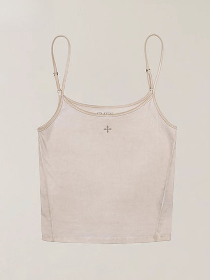 Vintage Storm Fade Dye Long Camisole Wild Horse Brown