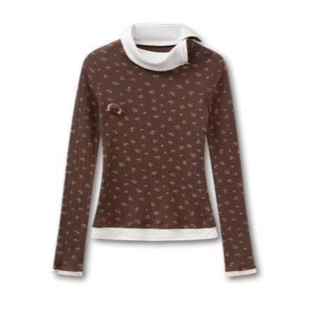 Knit Polo-Collar Long Sleeve T-Shirt