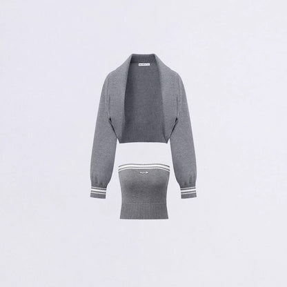 Contrast Batwing Knit 2-Piece Set