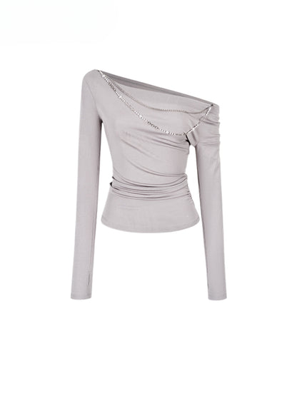 Double-Chain Asymmetric Long-Sleeve T-Shirt - CHINASQUAD