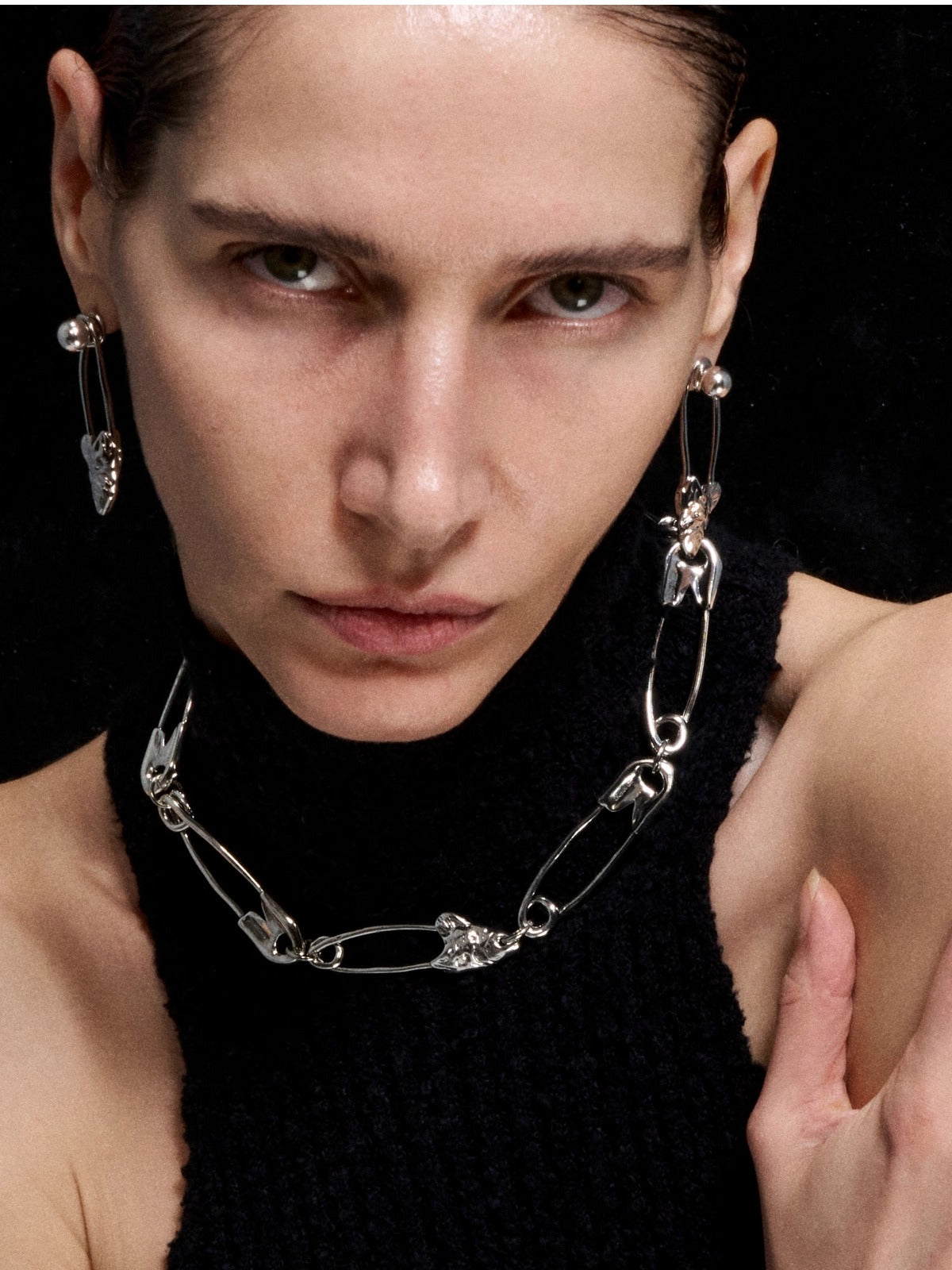 Paperclip Herringbone Stud Earrings