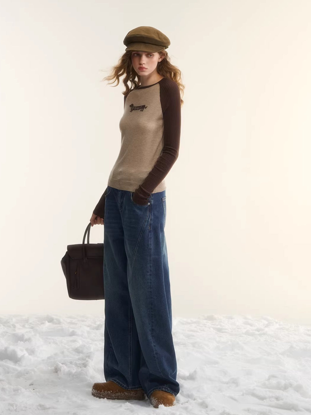 Wool-Blend Jacquard Raglan Knit Top