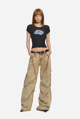 Brown Retro Loose-fit Wide-leg Jeans - CHINASQUAD