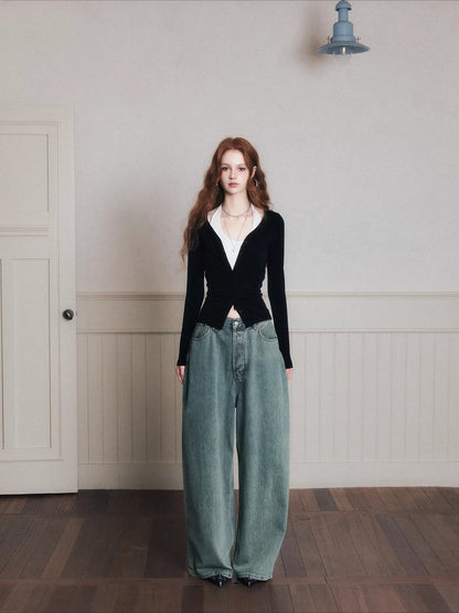 Layered Halter Camisole &amp; Knit Cardigan Set