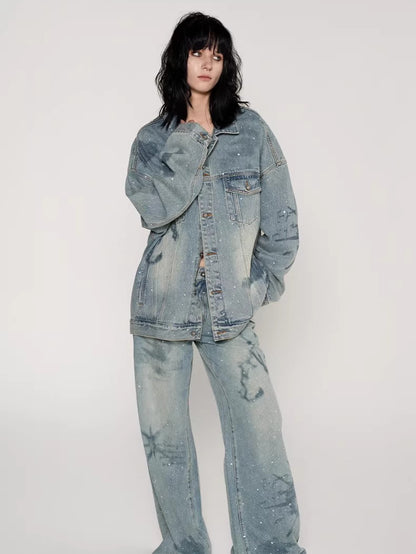 Rhinestone Nautical Map Denim Jacket