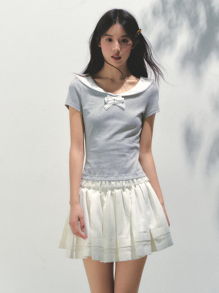 Lace Bow Retro T-shirt - CHINASQUAD