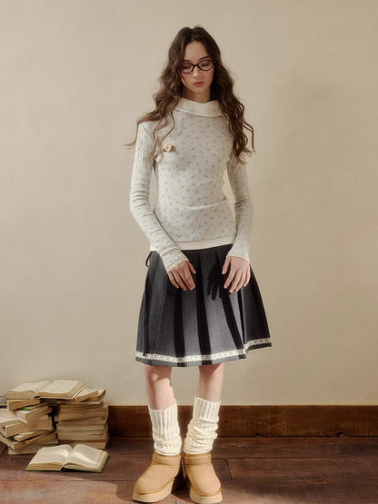 Knit Polo-Collar Long Sleeve T-Shirt