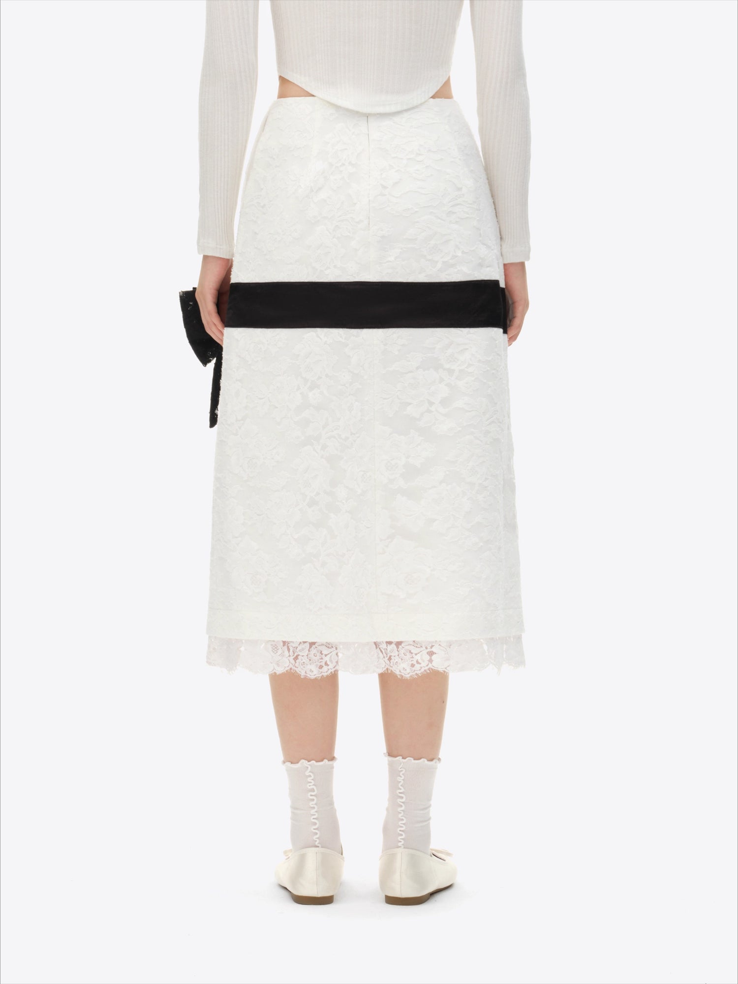 Bow Lace Midi Skirt