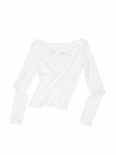 Rhinestone One-Shoulder Long-Sleeve T-Shirt - CHINASQUAD