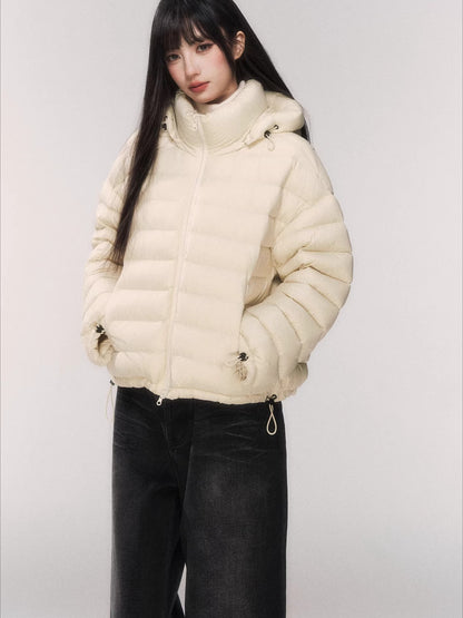 White Duck Down Hooded Puffer Jacket