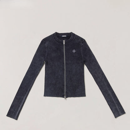 Wild Retro Zipper Knit Cardigan